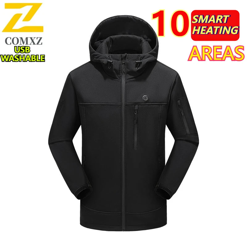 USB Heated Jacket Men Warm Vest 10 Areas Self Heating Windbreaker Women Heated Coat Ski Hunting Winter Working Clothes Washed