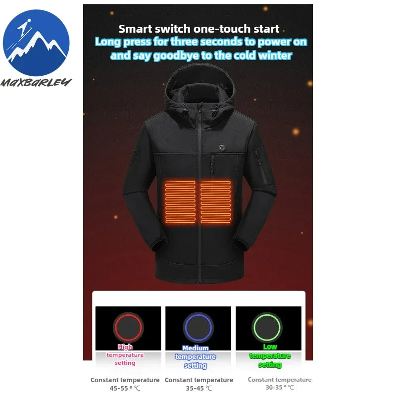 USB Heated Jacket Men Warm Vest 10 Areas Self Heating Windbreaker Women Heated Coat Ski Hunting Winter Working Clothes Washed