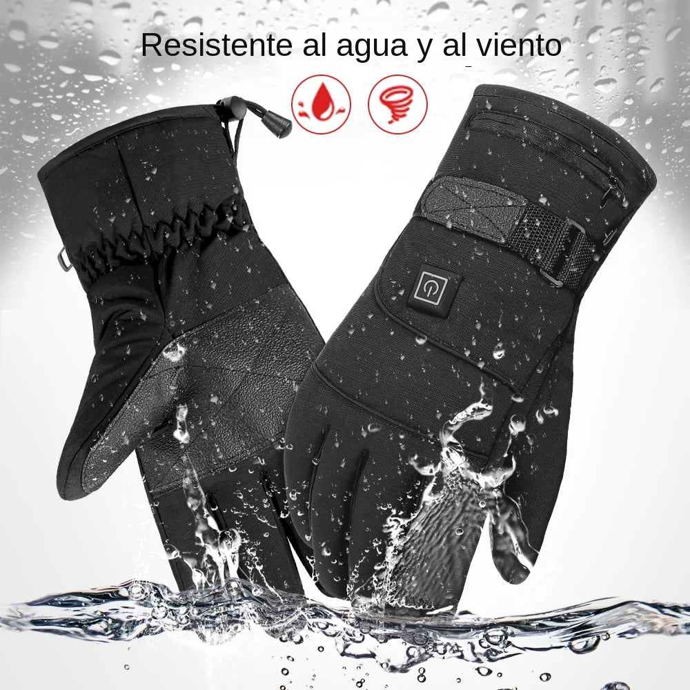 Heated Motorcycle Gloves Winter Warm Motorcycle Gloves Guantes Moto Heated Gloves Waterproof Rechargeable Heating Thermal Gloves