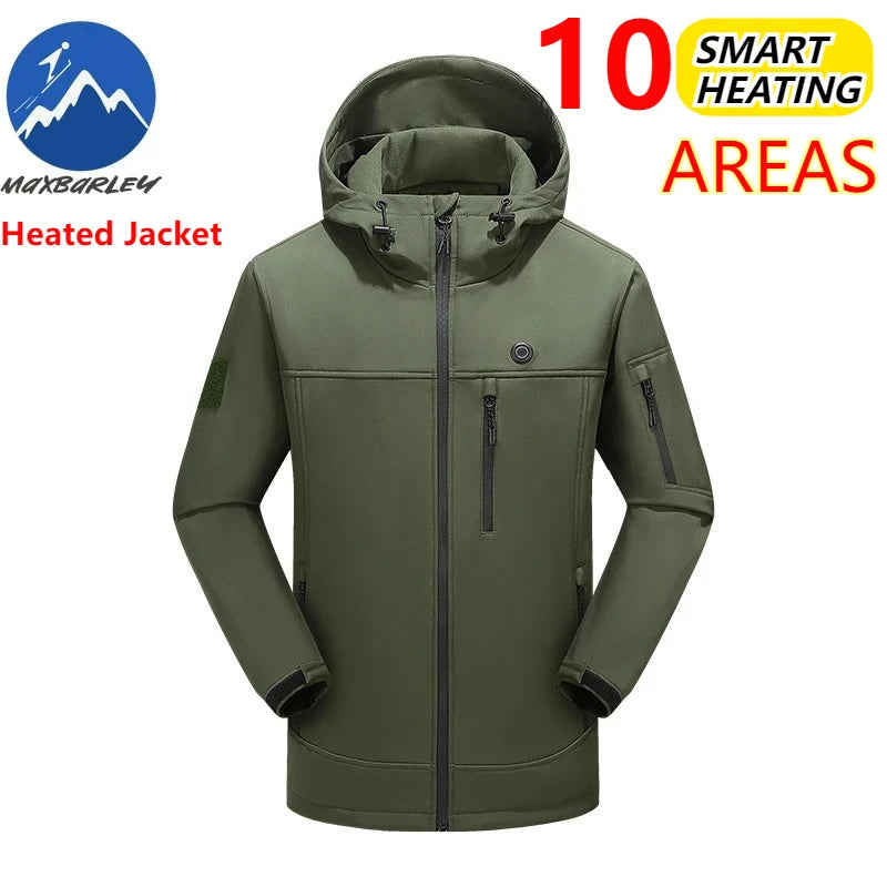 USB Heated Jacket Men Warm Vest 10 Areas Self Heating Windbreaker Women Heated Coat Ski Hunting Winter Working Clothes Washed
