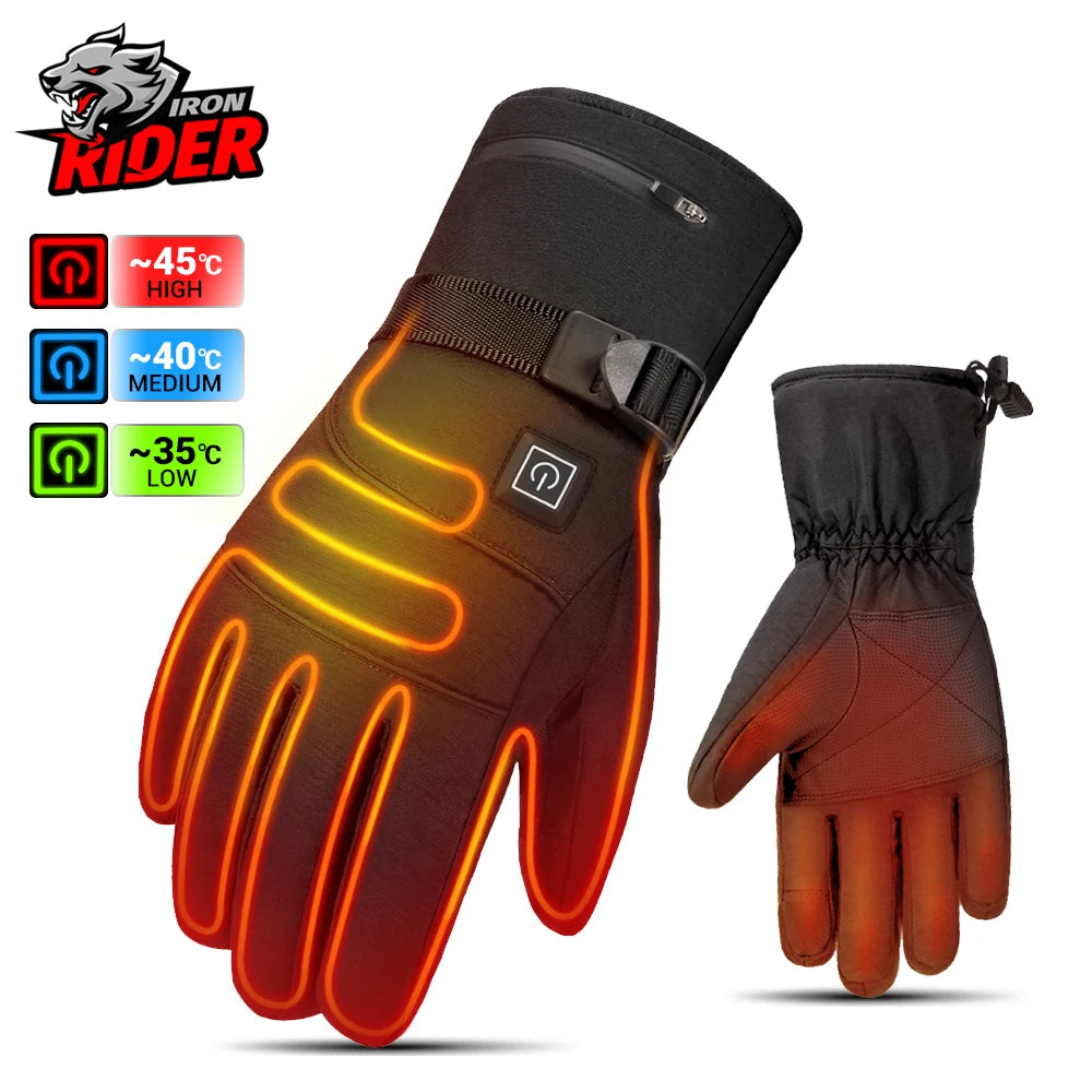 Heated Motorcycle Gloves Winter Warm Motorcycle Gloves Guantes Moto Heated Gloves Waterproof Rechargeable Heating Thermal Gloves