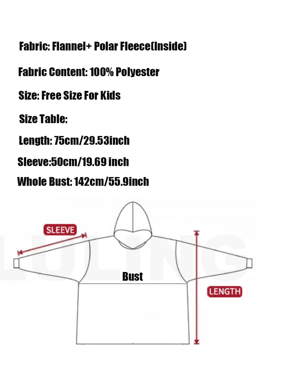 Kids Hoodie Oversized Blanket with Sleeves Panda Giraffe Kigurumi Boy Sweatshirt Teenage Girl Hoodie Children Warm Clothes